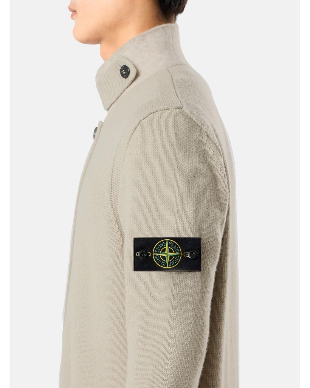 Stone Island Natural Logo Patch Buttoned Cardigan for men