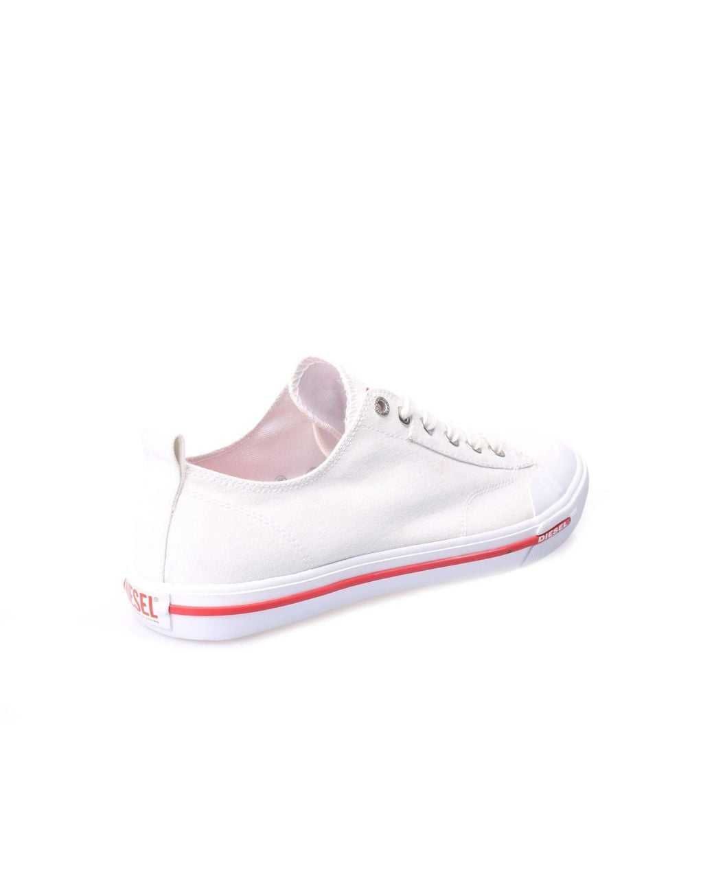 DIESEL White Canvas Sneakers With Stripe for men