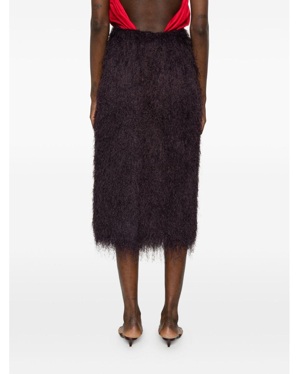 Dries Van Noten Purple Sokna Fringed Skirt