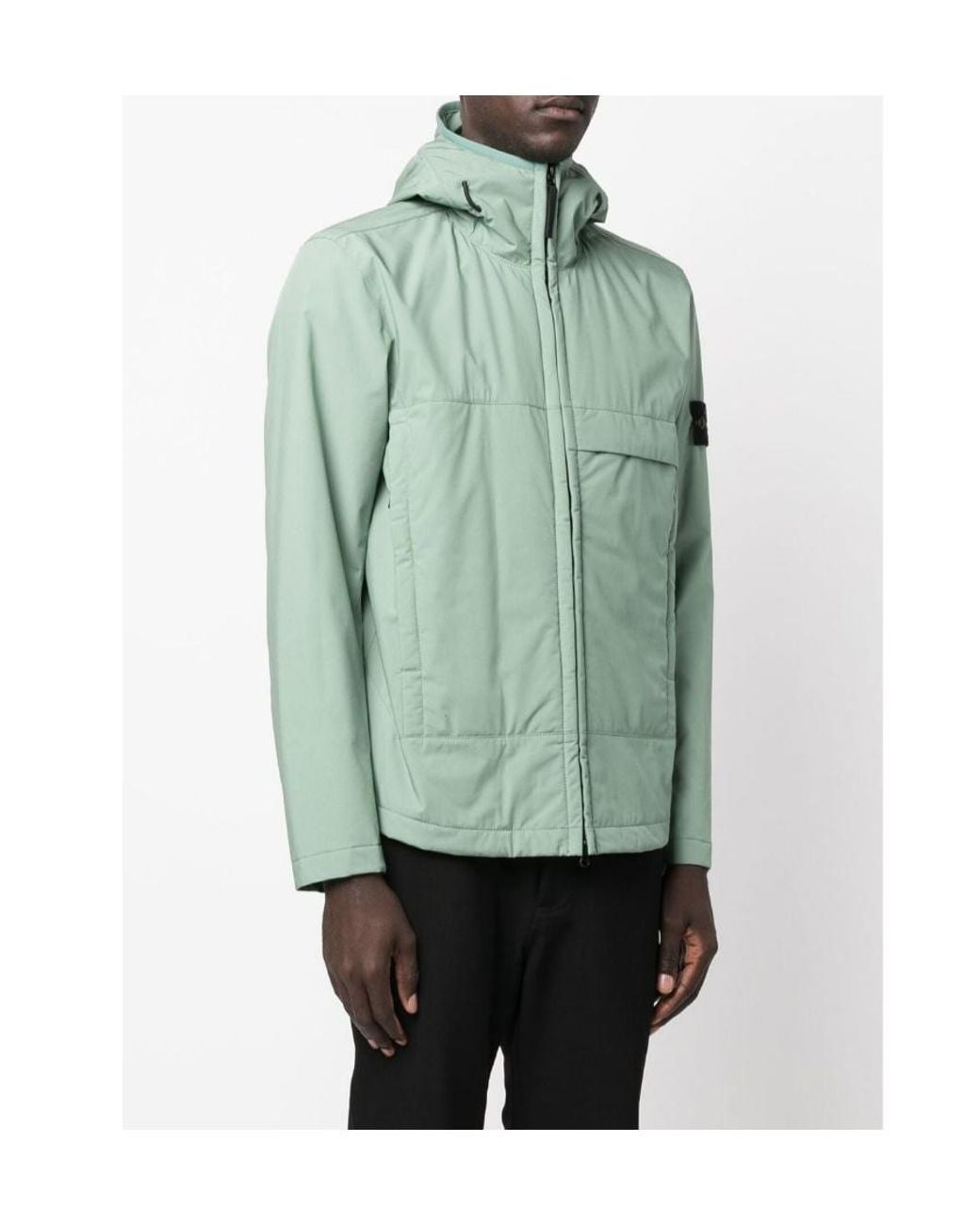 Stone Island Green Logo-Patch Jacket for men