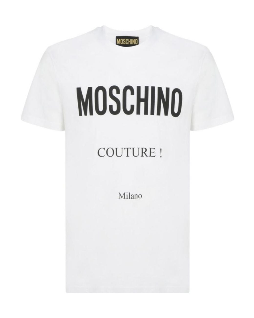 Moschino White Logo Printed Crewneck T-Shirt for men
