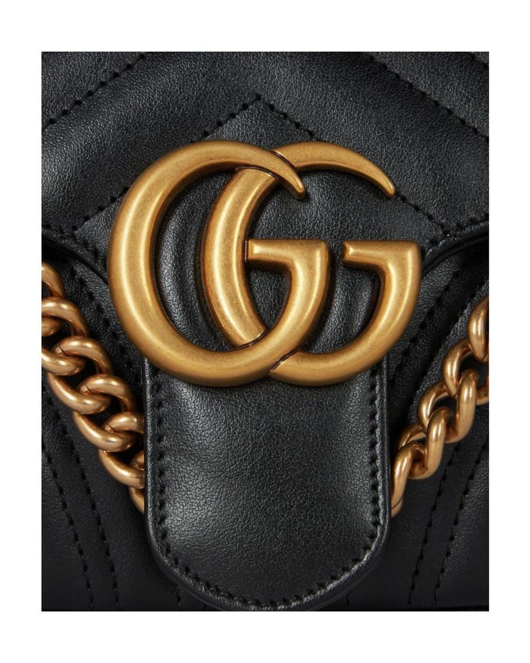 Gucci Black Small Marmont Diamond-Checked Shoulder Bag