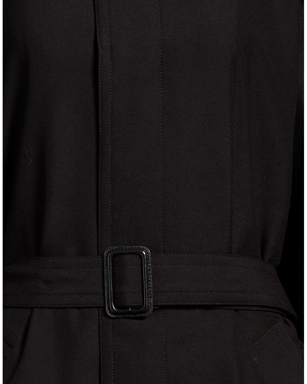 MM6 by Maison Margiela Black Solid-Color Short-Sleeve Wool Trench Coat