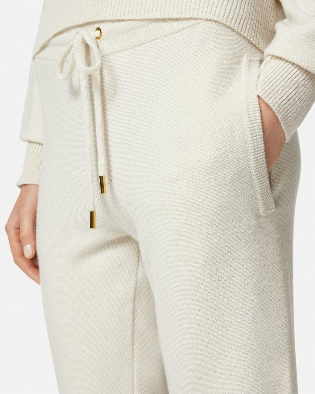 Versace White Drawstring Flared Trousers