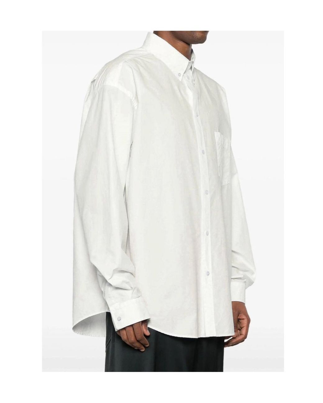 Balenciaga White Bb Logo Printed Long-Sleeved Shirt for men