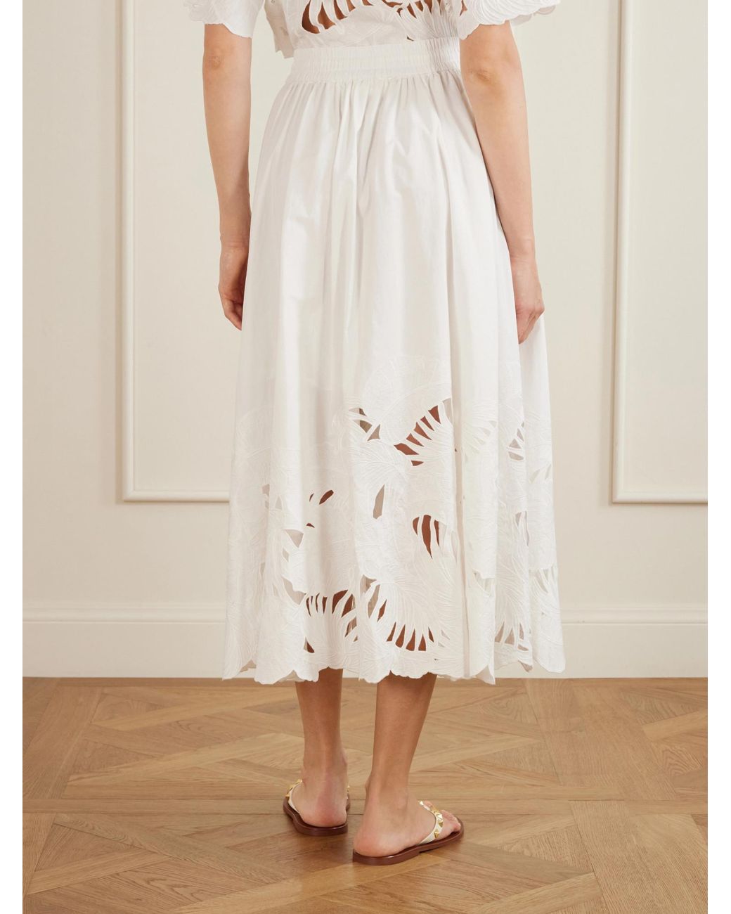 Zimmermann White Mahon Cut-Out Detailed Midi Skirt
