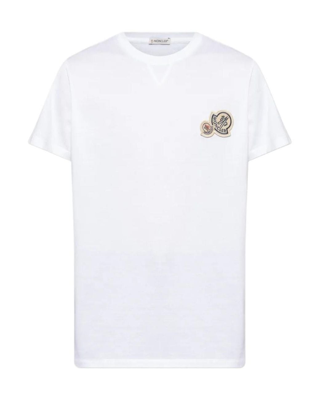 Moncler White Logo Patch Crewneck T-Shirt for men