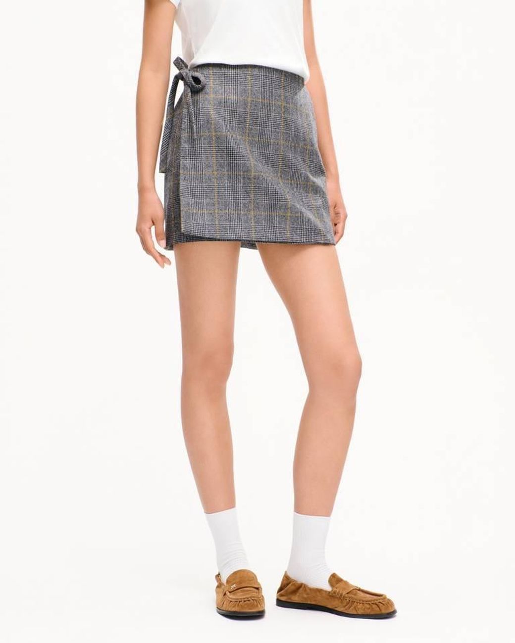 KENZO Gray Checked Wrapped Short Skirt