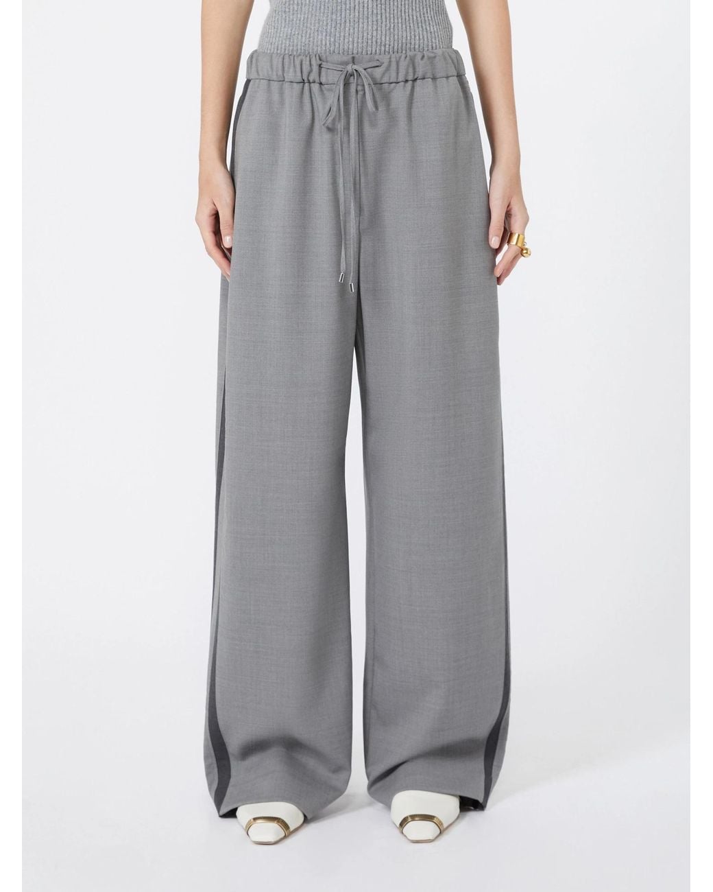 Sportmax Gray Spxaceri Side Stripe Pants