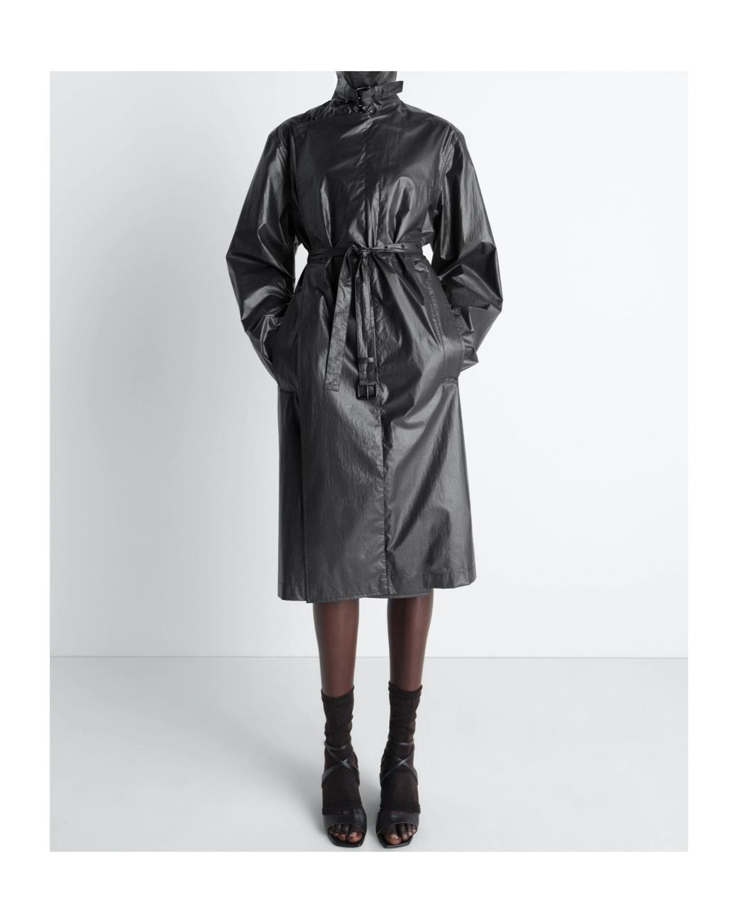 Lemaire Gray Water Repellent Belted Wrap Coat