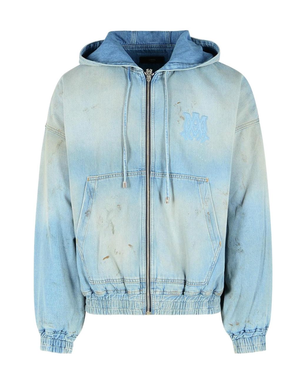 Amiri Blue Logo Patch Zip-Up Jacket for men