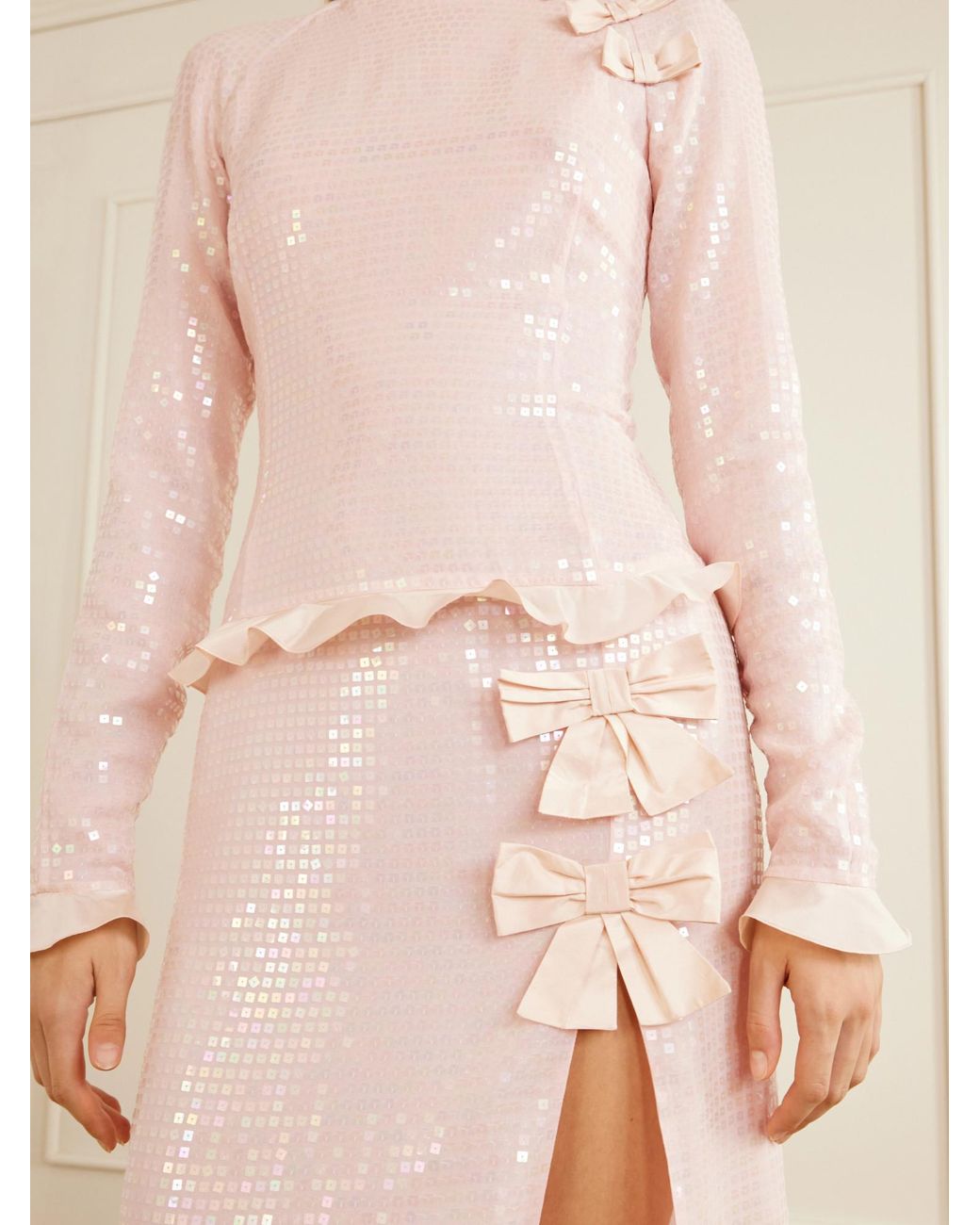 Alessandra Rich Pink Silk-Georgette Midi Dress