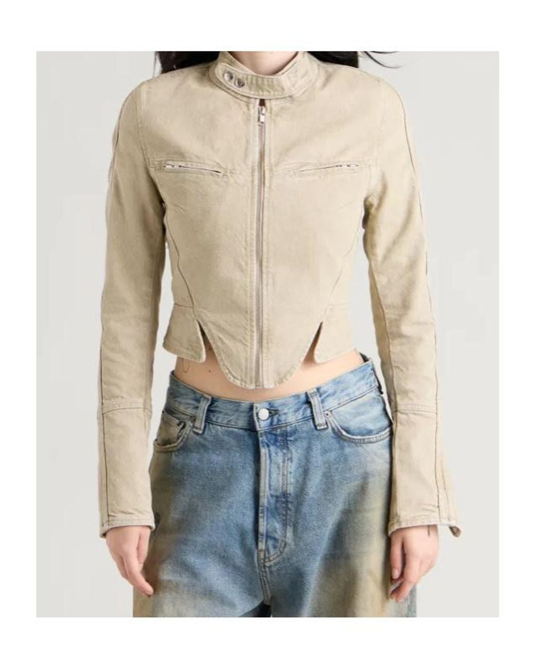 KNWLS Natural Stand-Collar Cropped Jacket