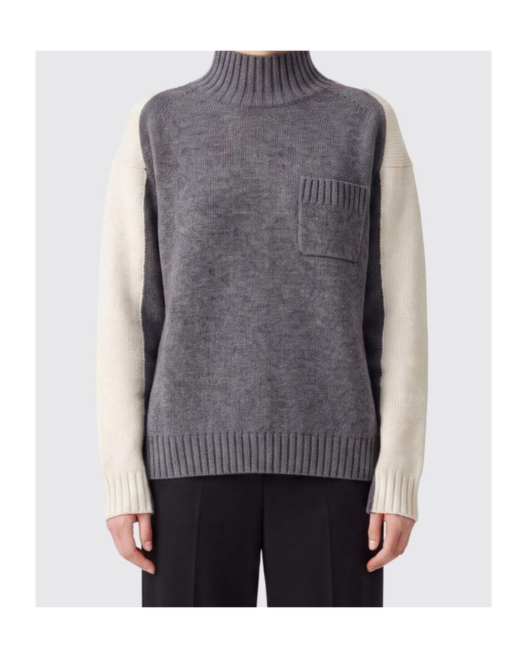Semicouture Blue Two Tone Turtleneck Knitted Sweater