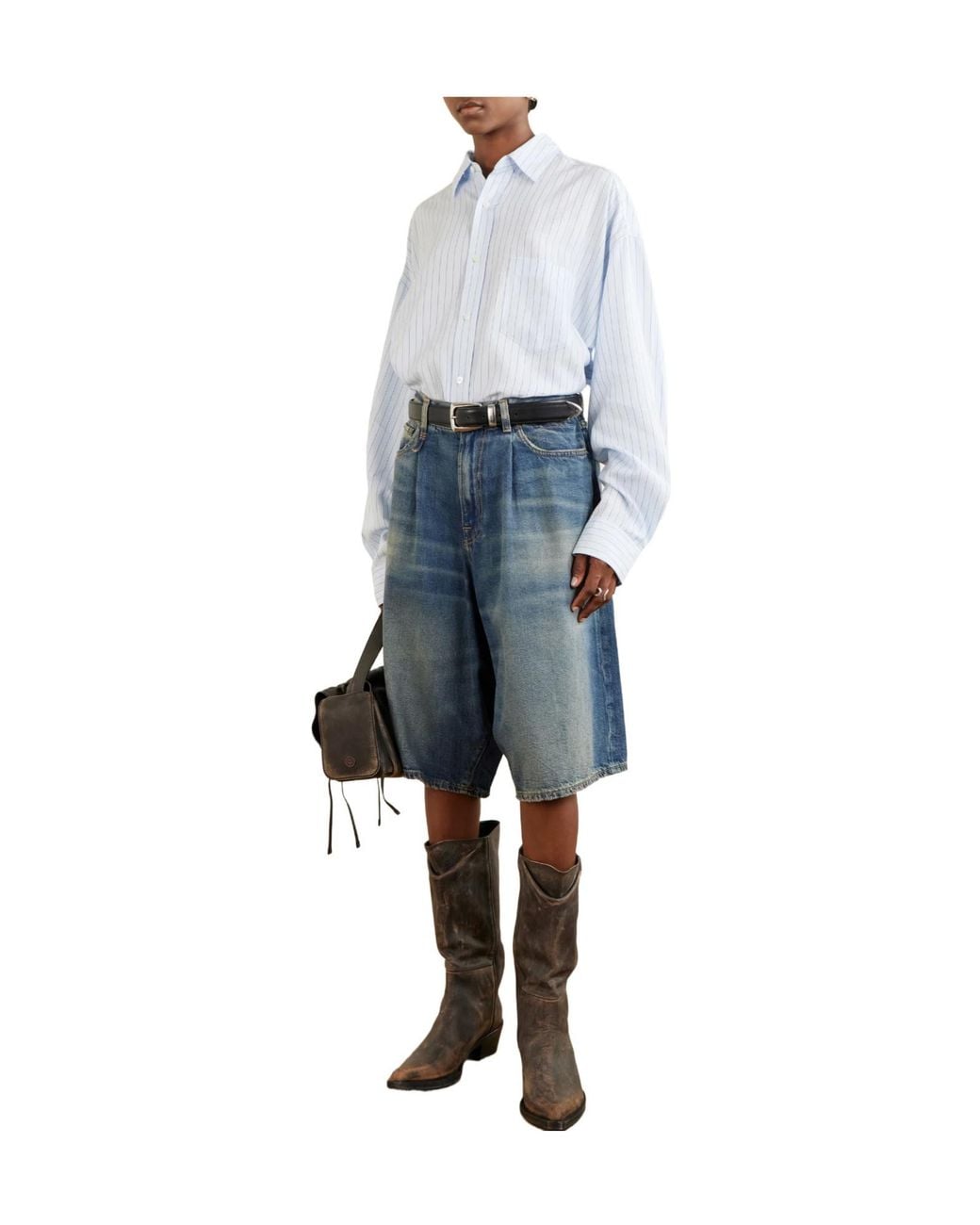 R13 Blue Denim Shorts