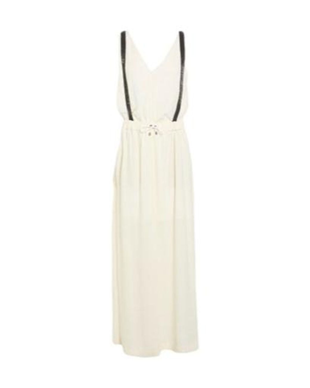 Brunello Cucinelli White Sleeveless V-Neck Dress