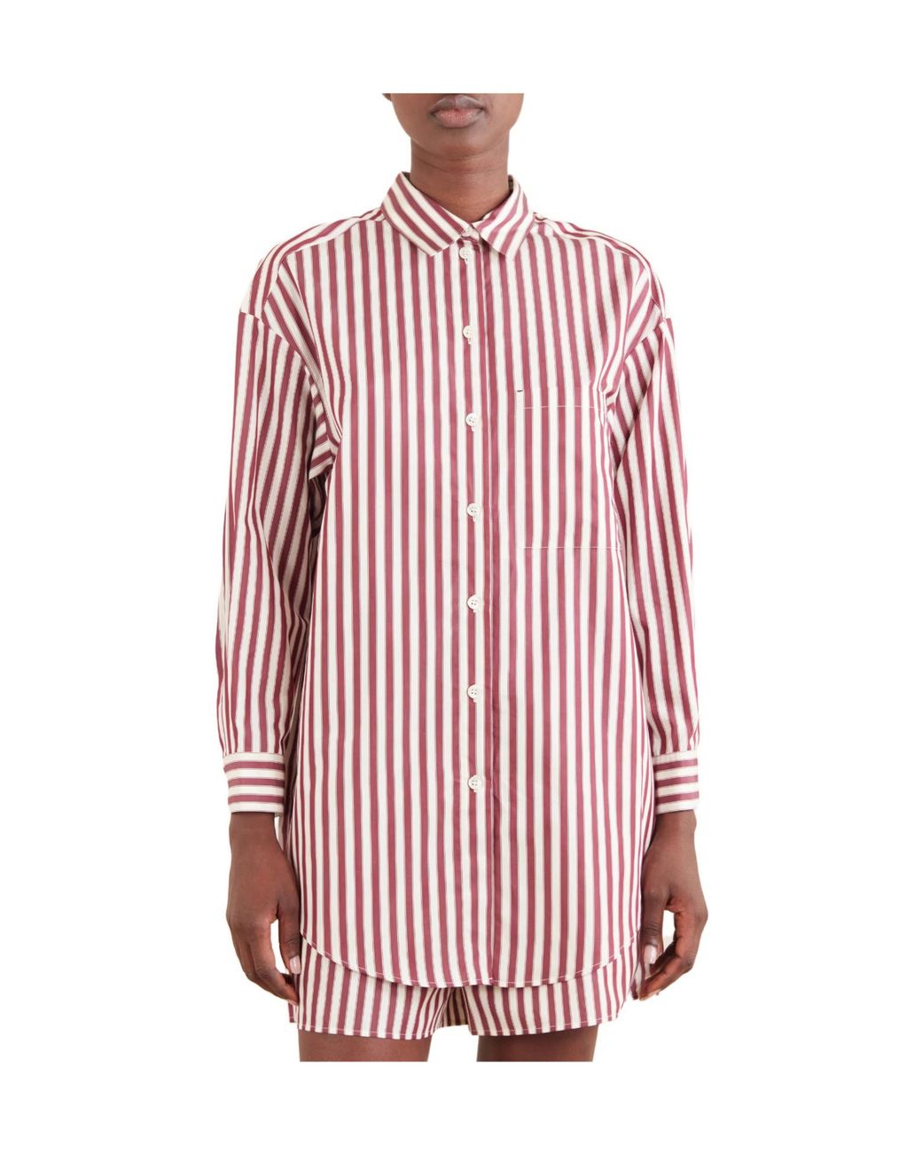 Eres Red Sir Striped Cotton-Poplin Pajama Shirt
