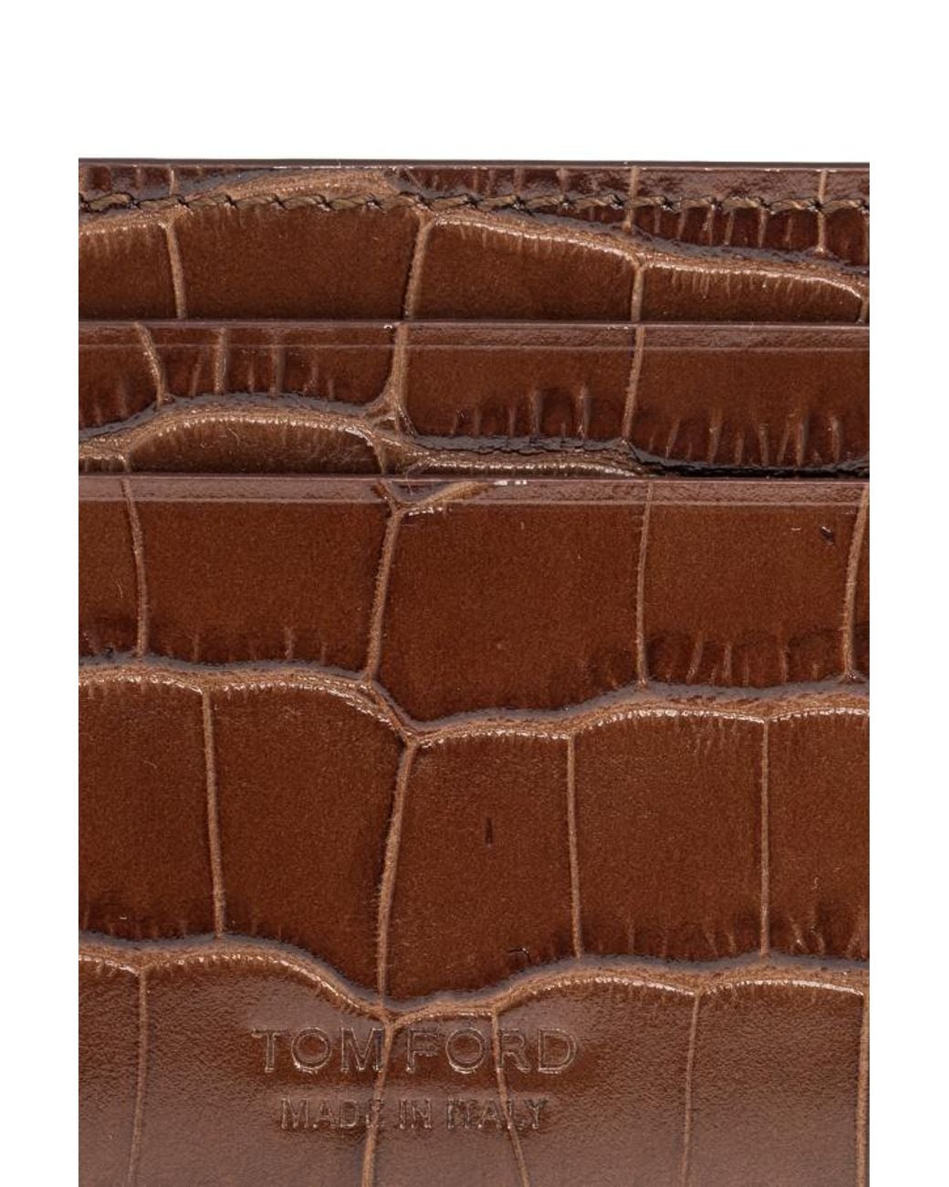 Tom Ford Brown Logo Debossed Card Holder for men