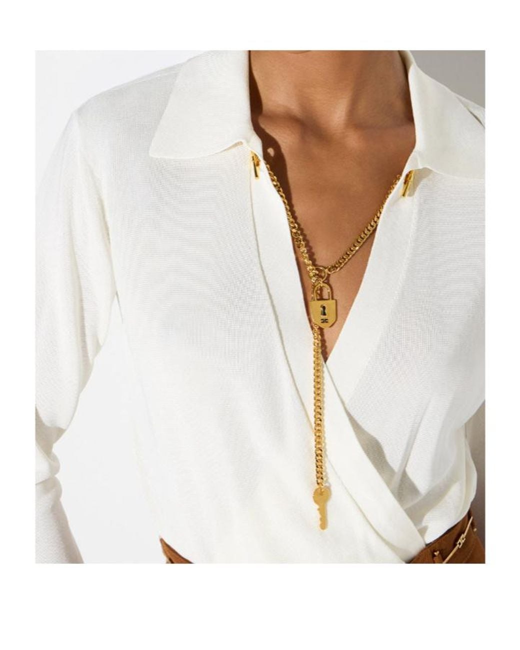 Elisabetta Franchi White Jewelry Chain Bodysuit