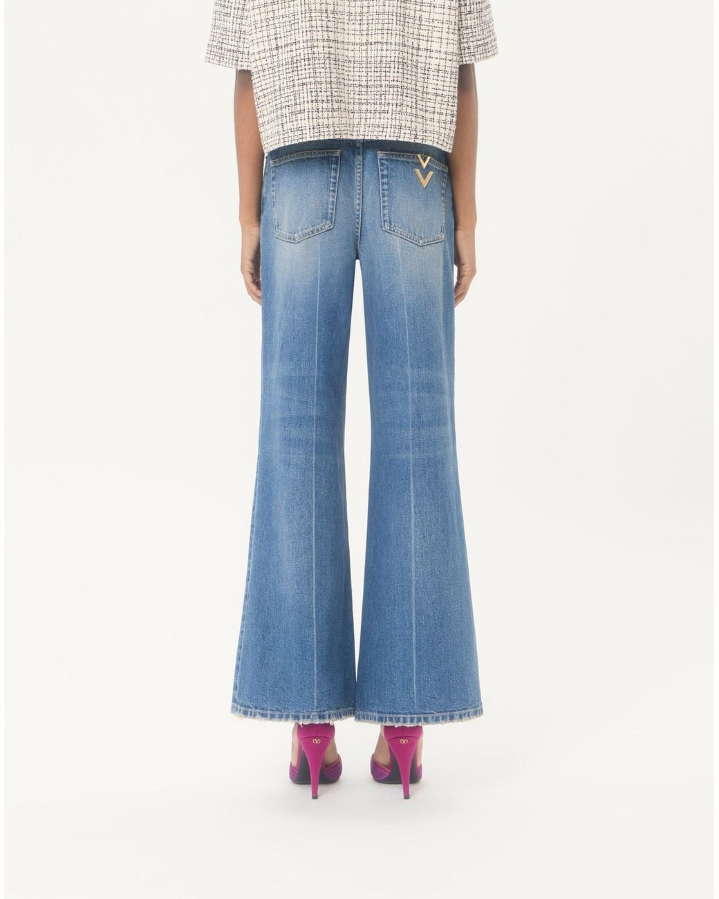 Valentino Blue Button Detailed Flared Jeans