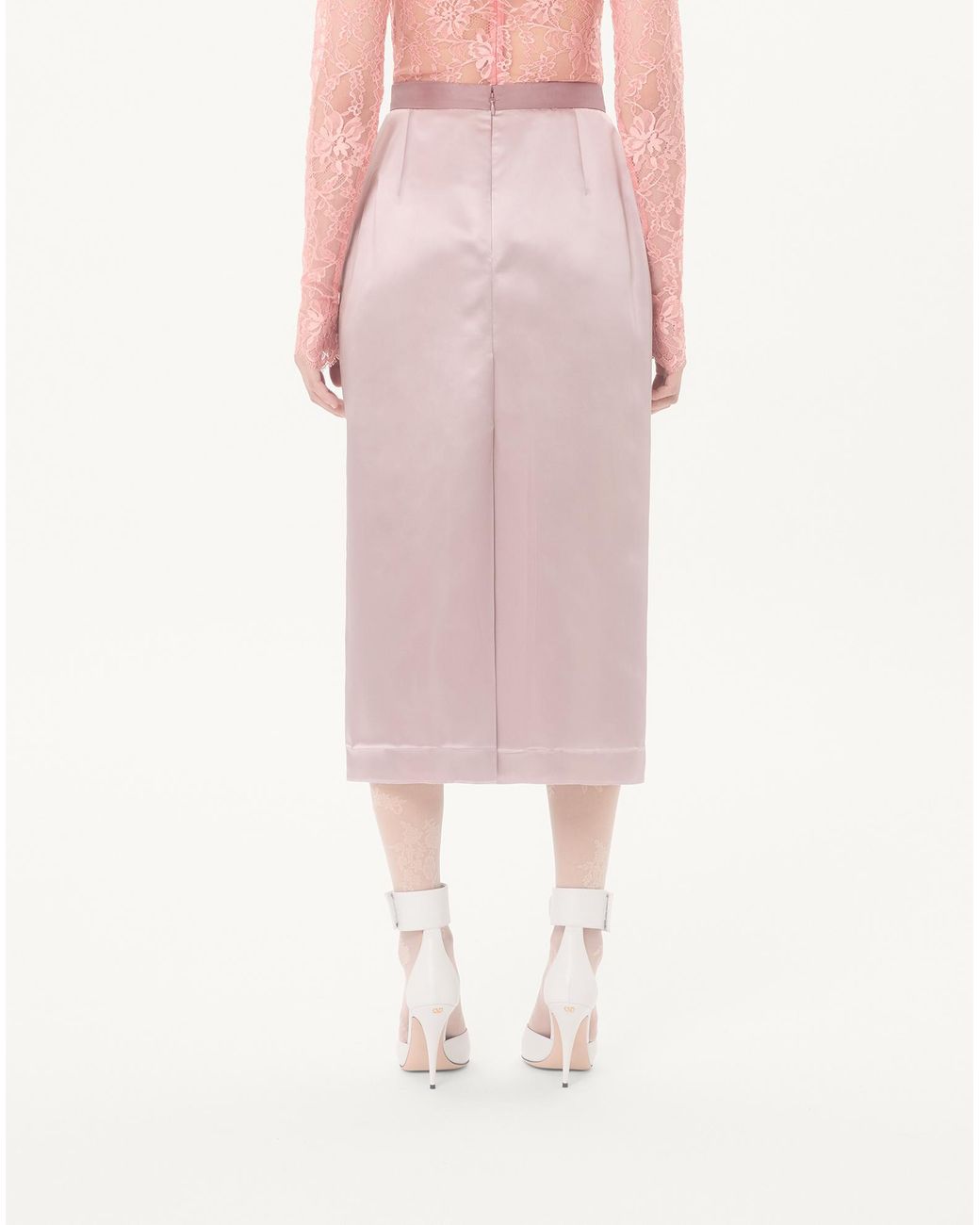 Valentino Pink Bow-Detail Midi Skirt
