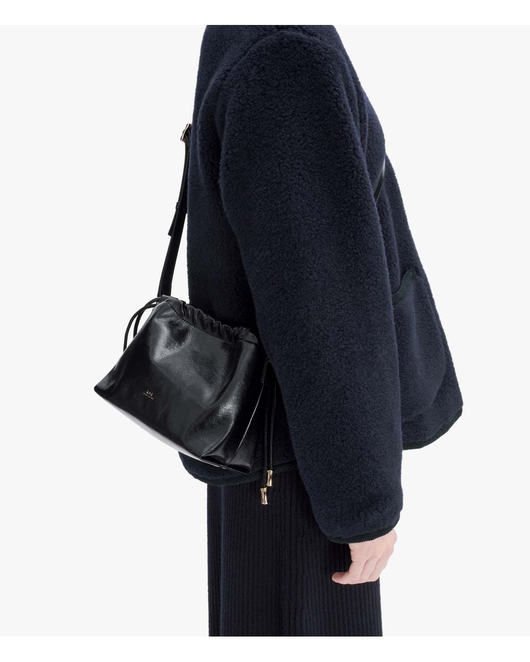 A.P.C. Black Logo Printed Drawstring Mini Crossbody Bag