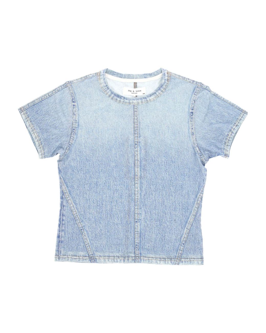Rag & Bone Blue Crewneck Short-Sleeved Denim T-Shirt