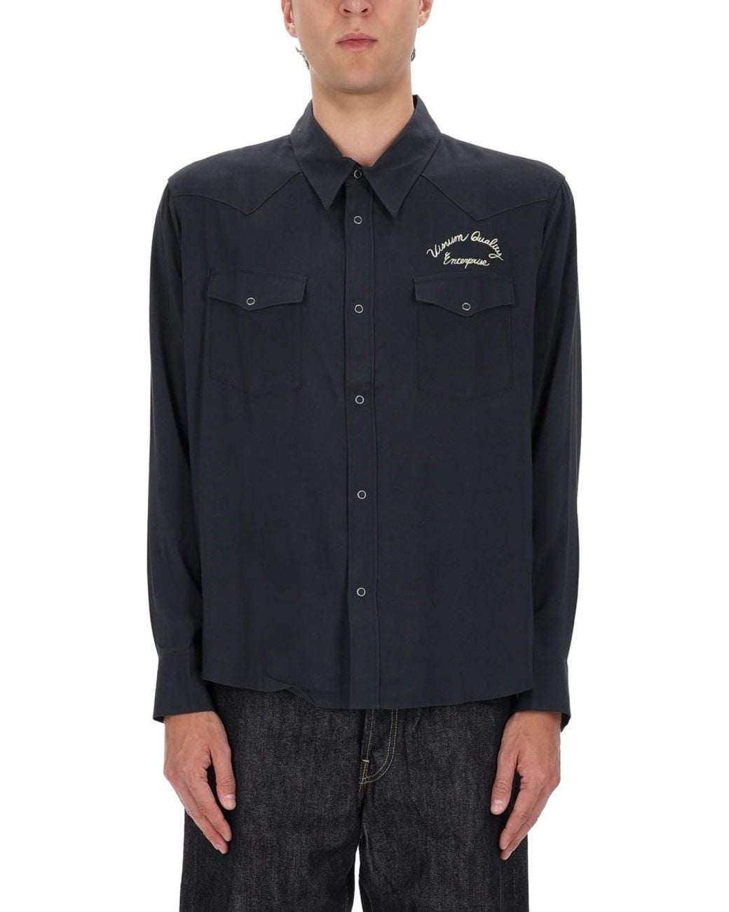 Visvim Blue Four Corners Long-Sleeve Shirt for men