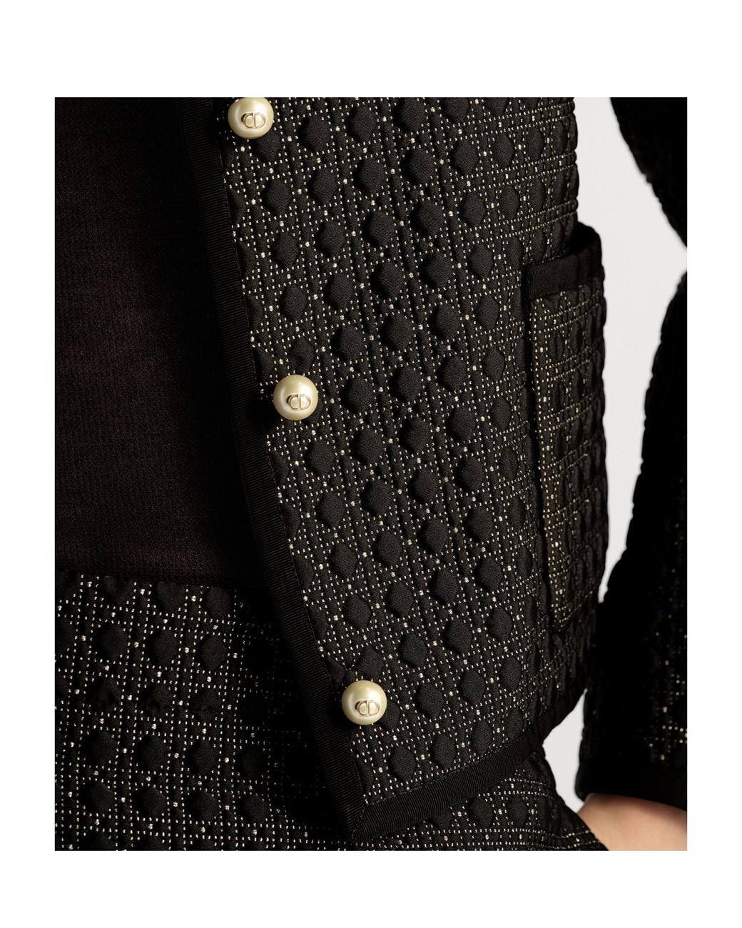 Dior Black Microcannage Cropped Jacket