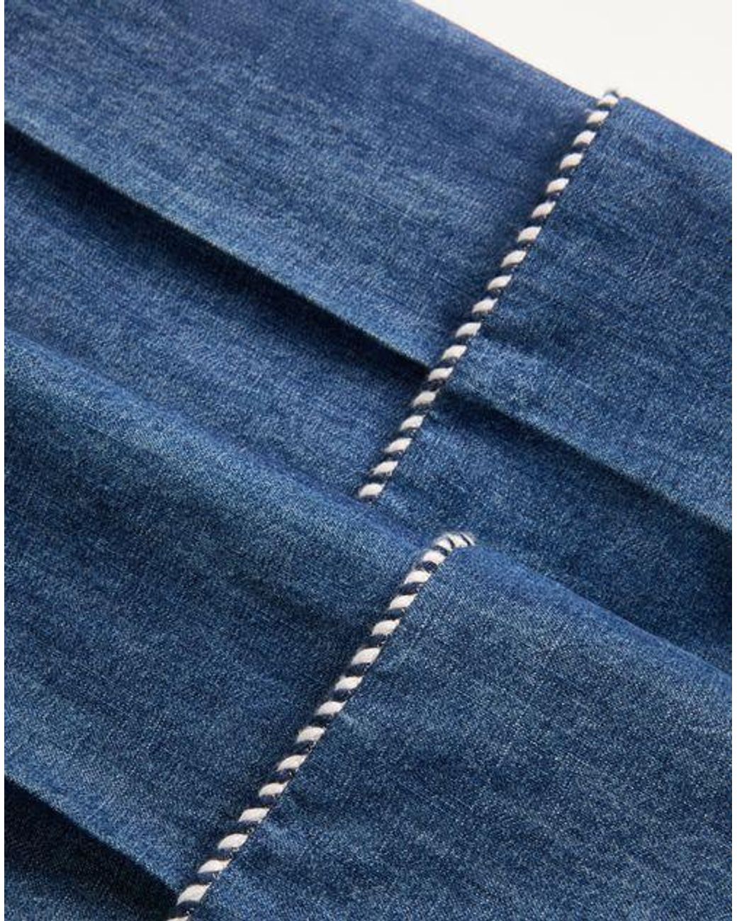 Valentino Blue Turn-Up Hem Wide Leg Jeans