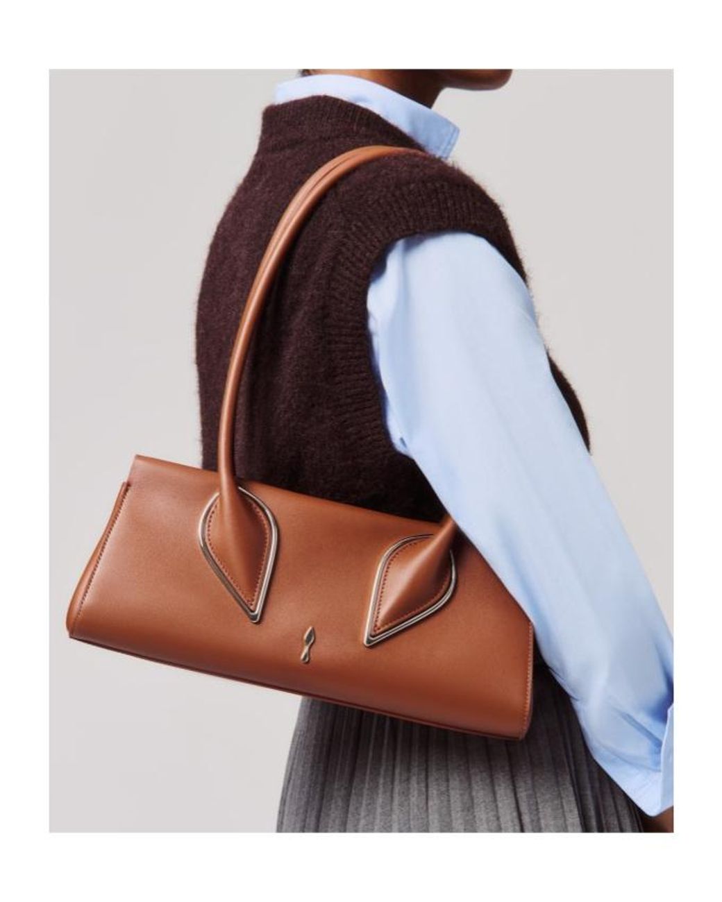 Christian Louboutin Brown Venus Logo Plaque Shoulder Bag