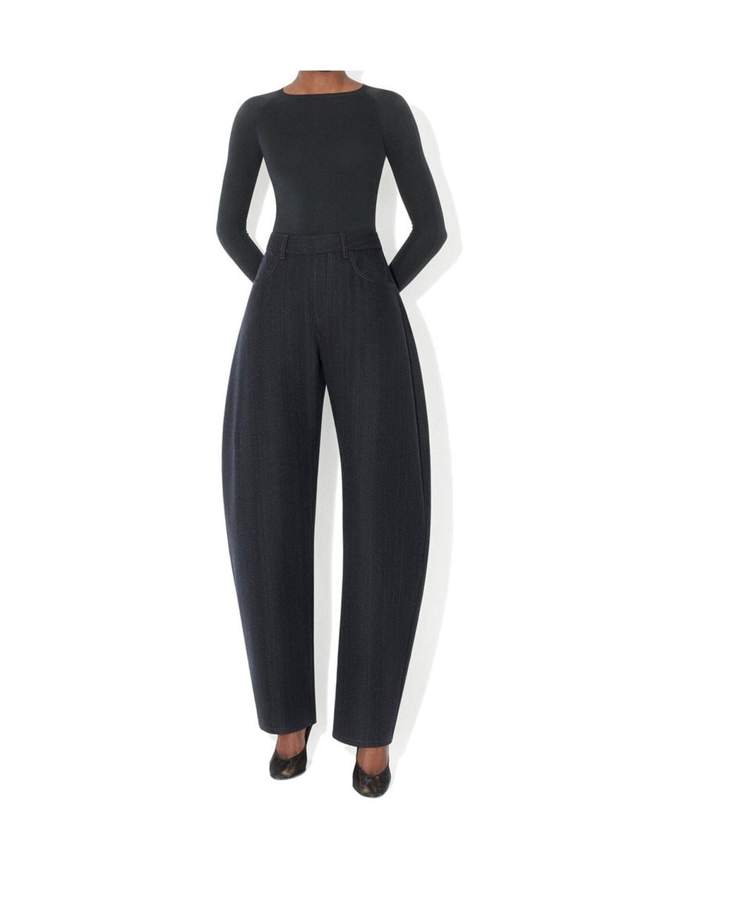 Alaïa Blue Round Wool Denim Pants