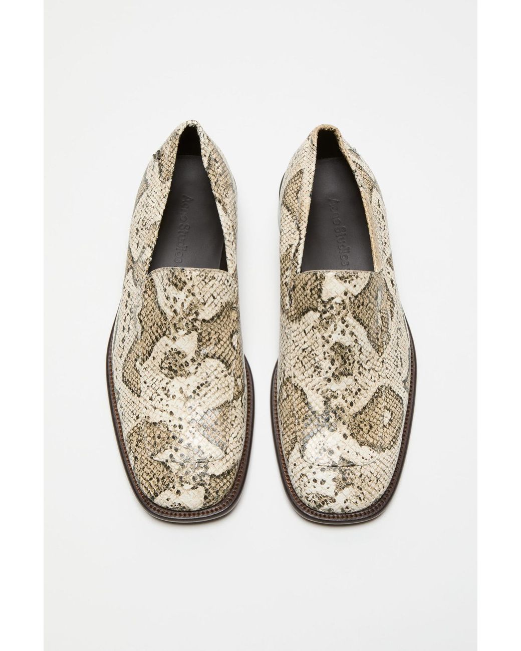 Acne White Snakeprint Leather Loafers