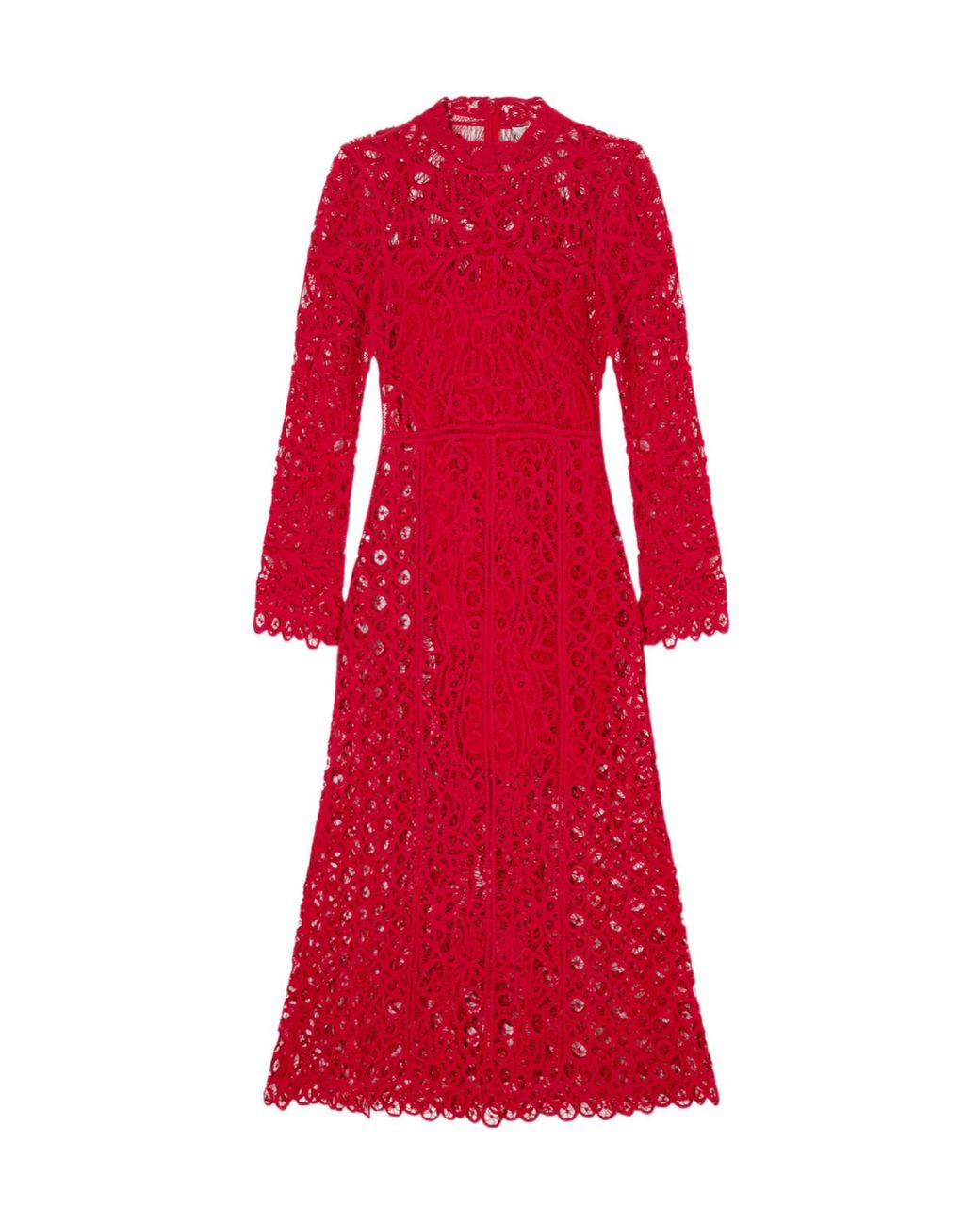 Sea Red Long Sleeve Midi Dress
