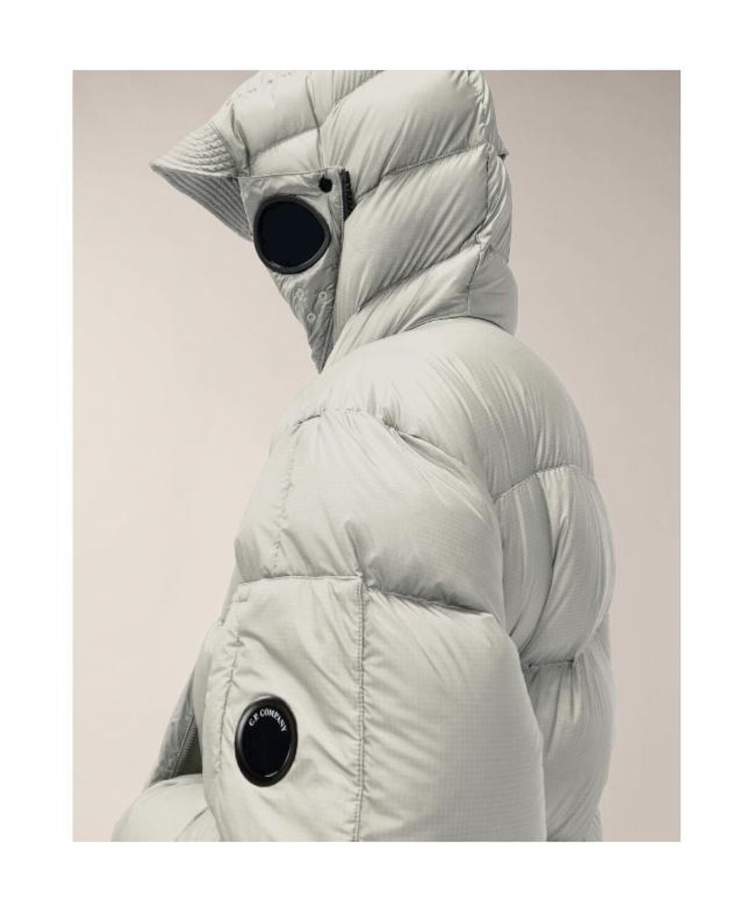 C P Company Gray D.D. Shell Explorer Lens Down Jacket for men