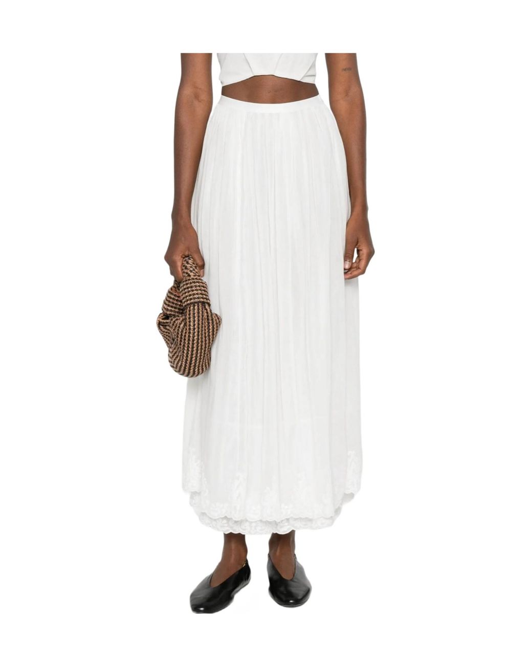 Forte_forte White Elastic Waist Skirt
