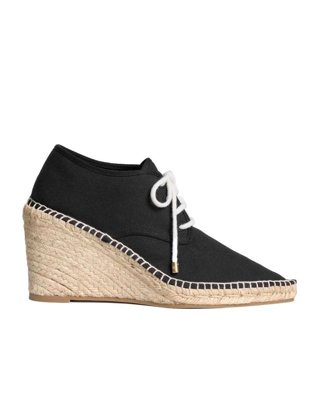 Céline Black Wedge Lace-Up Espadrilles