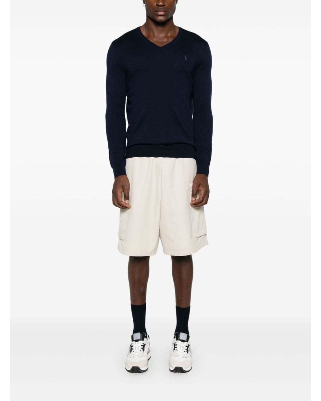 Polo Ralph Lauren Blue Polo Pony Embroidered V-Neck Jumper for men