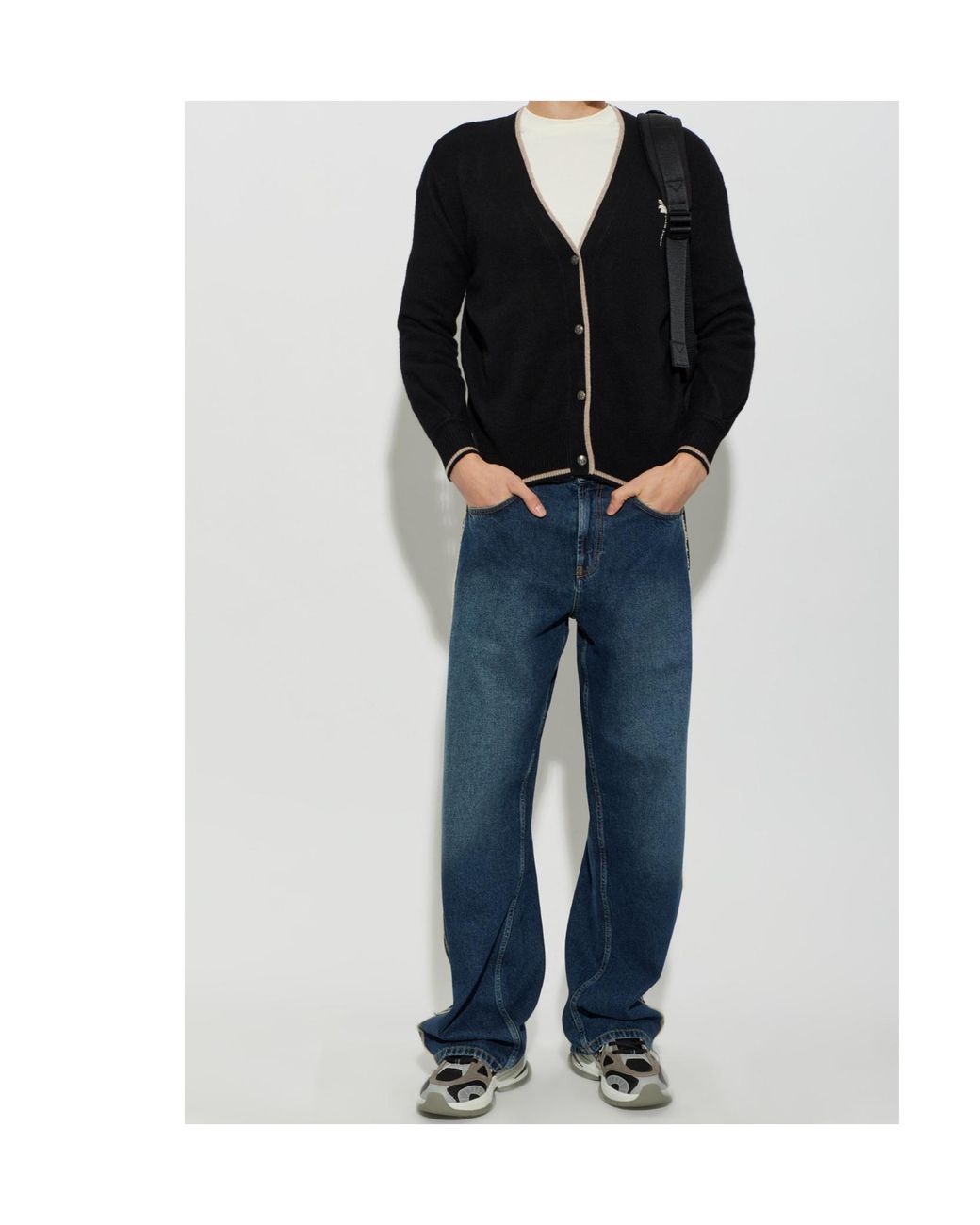 Palm Angels Black Long-Sleeve Cardigan for men