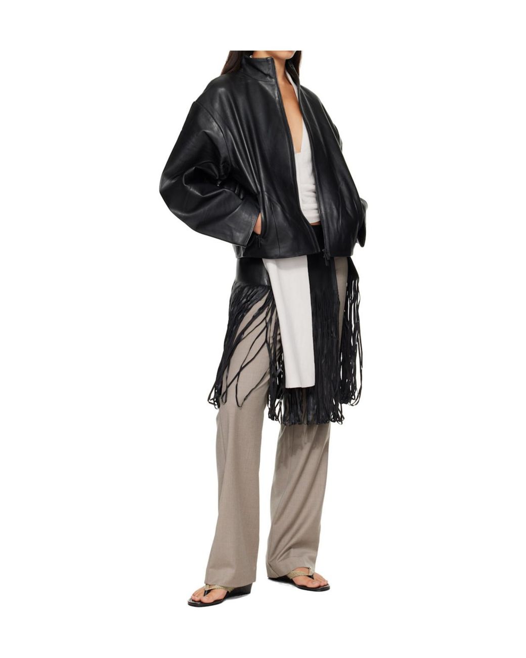 St. Agni Black Cocoon Leather Jacket