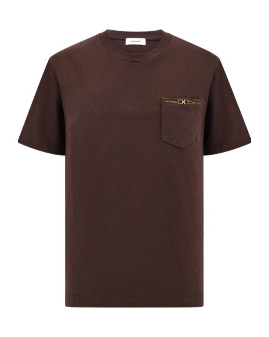Ferragamo Brown Ferragamo Gancini Embroidered Crewneck T-Shirt for men