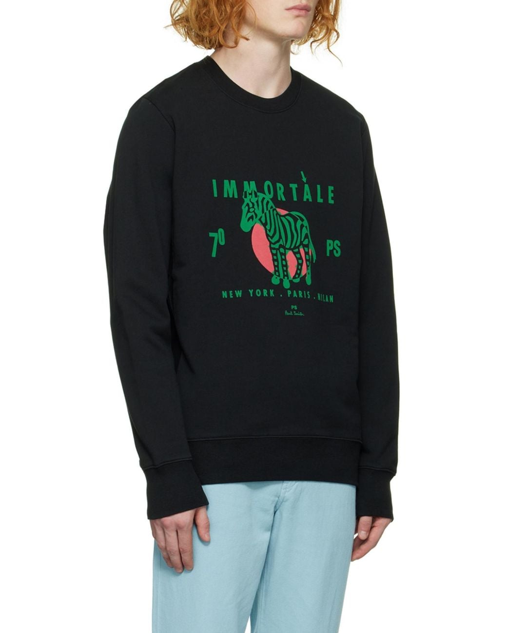 Paul Smith Black 'Immortale Zebra' Organic Cotton Sweatshirt for men