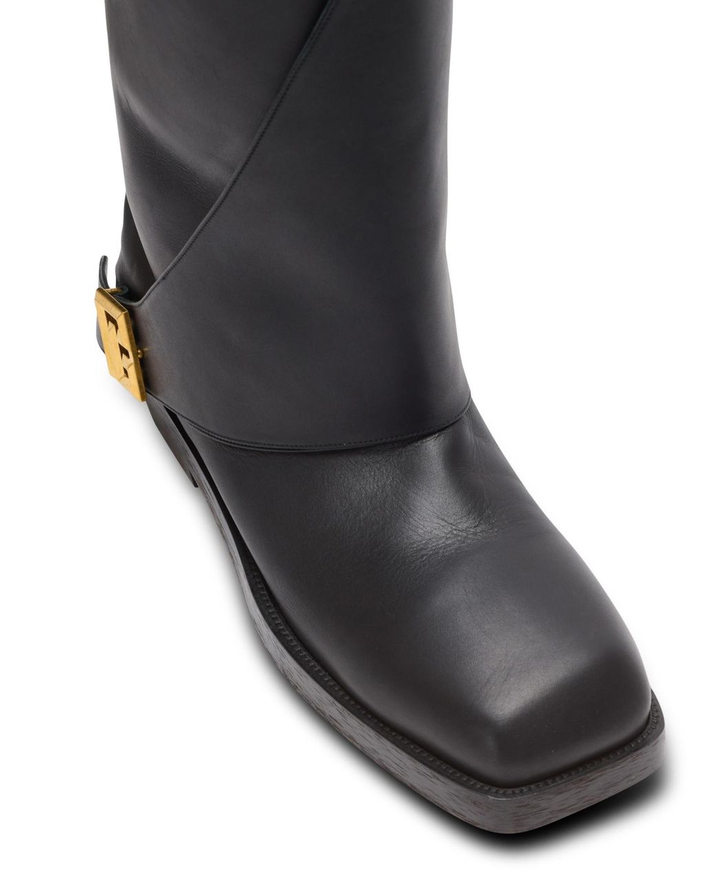 Balmain Black Twist Flat Leather Boots