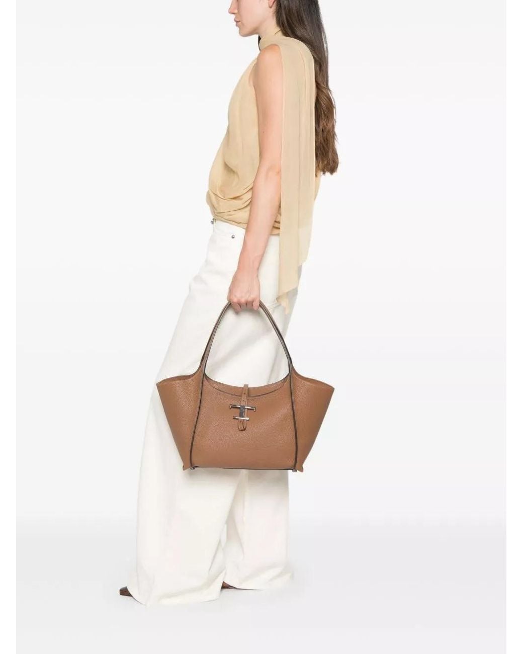 Tod's Brown T Buckle Tote Bag