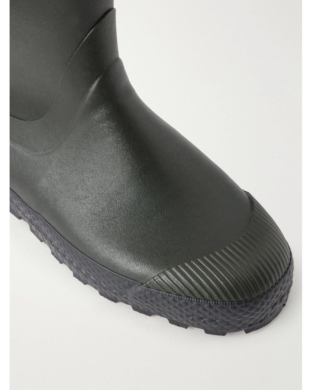 Rier Black Farmer Leather-Trimmed Rubber Rain Boots
