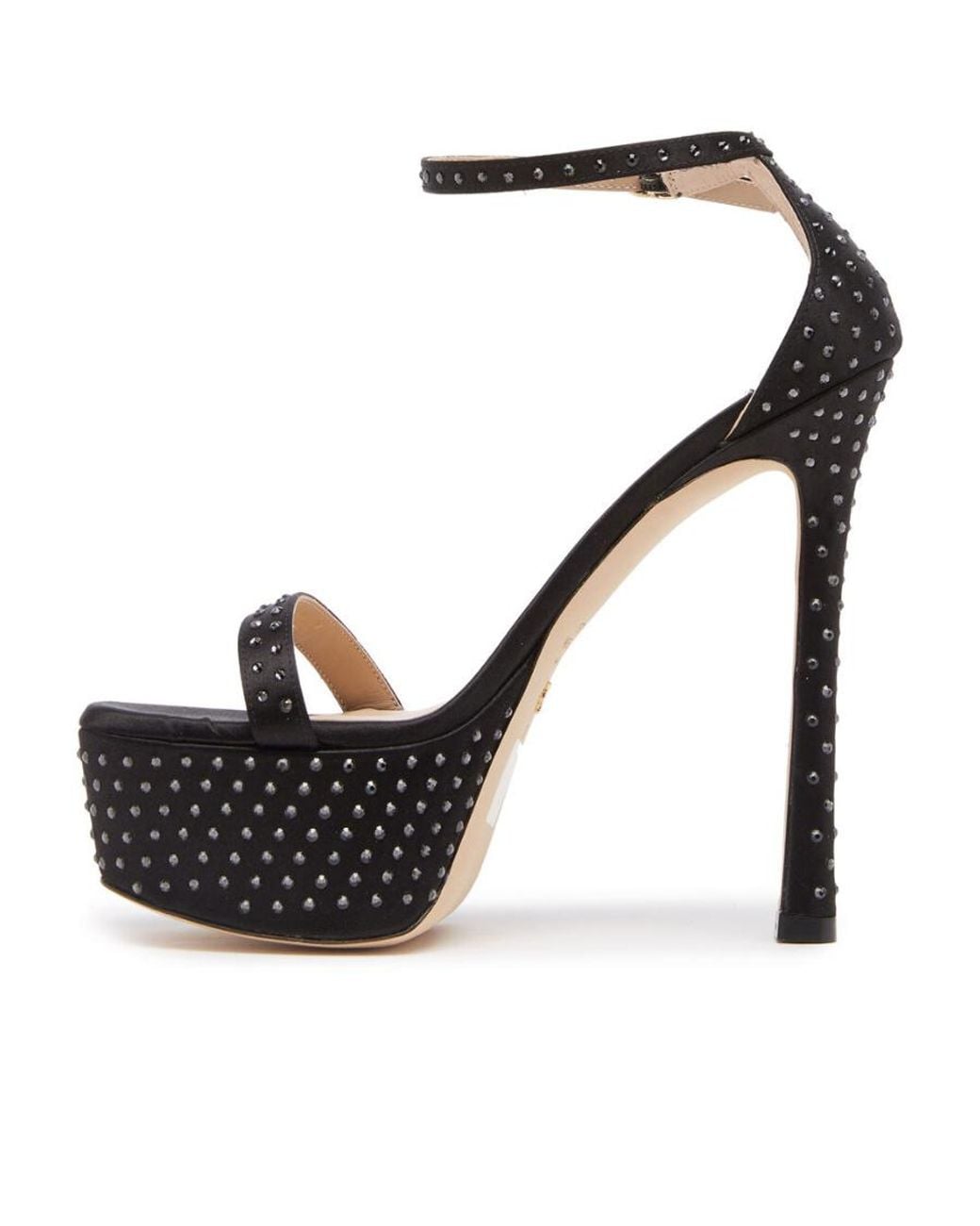 Stuart Weitzman Black Thick-Soled High-Heeled Sandals