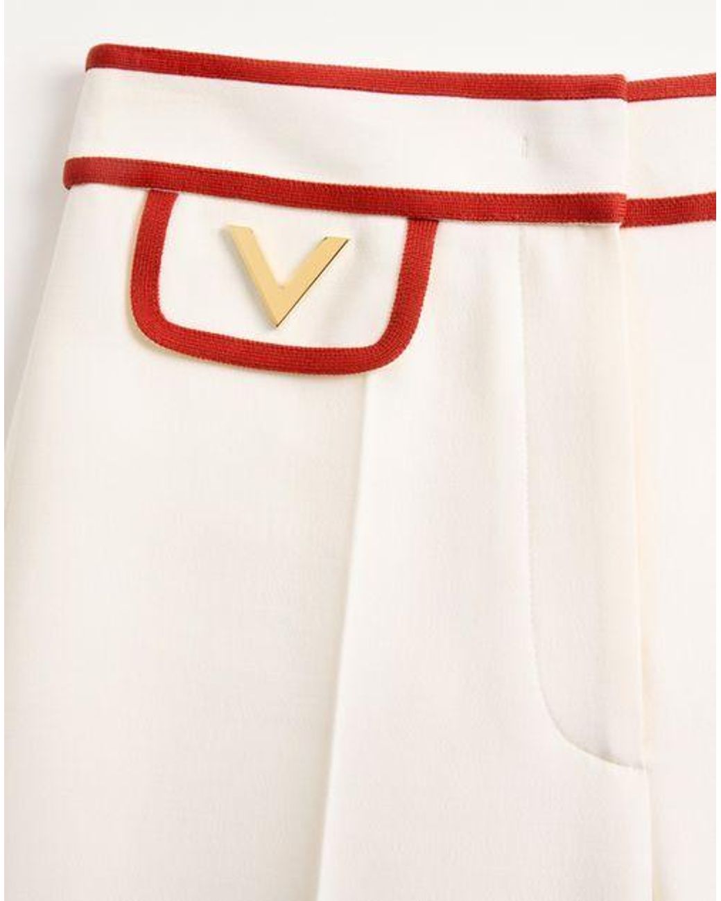 Valentino Natural Crepe Couture Wide Leg Pants