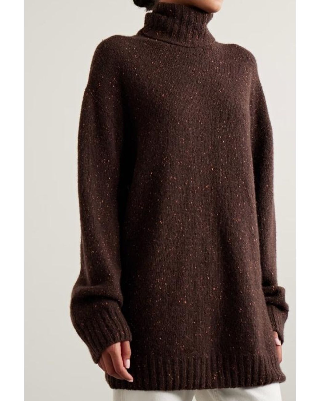 The Row Brown Mirai Cashmere Turtleneck Sweater