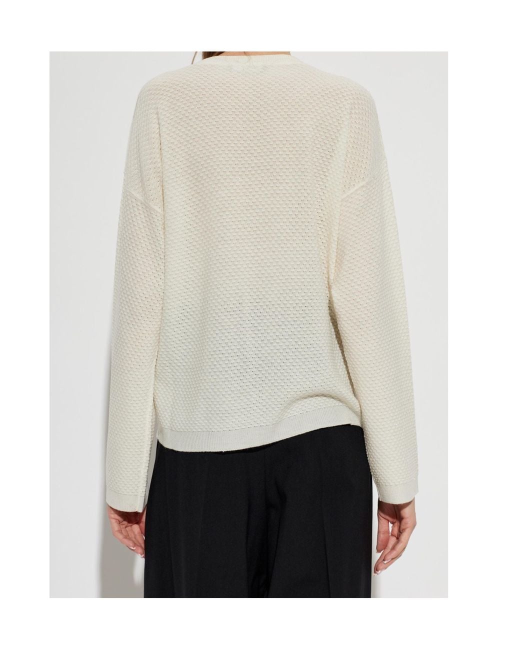 Fabiana Filippi White Textured V-Neck Knitted Sweater
