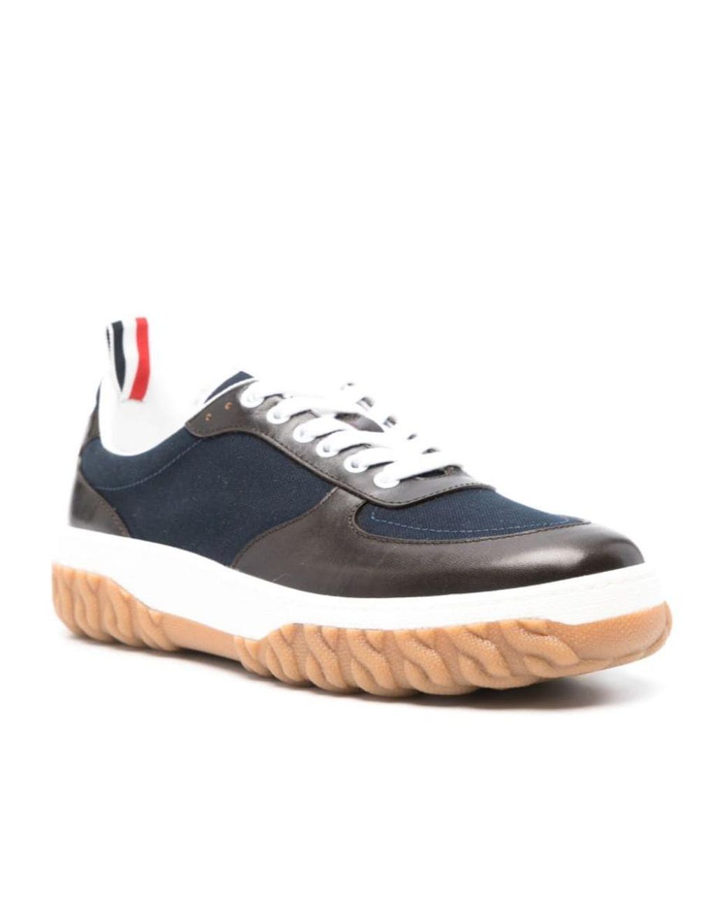 Thom Browne Blue Letterman Panelled Lace-Up Sneakers for men